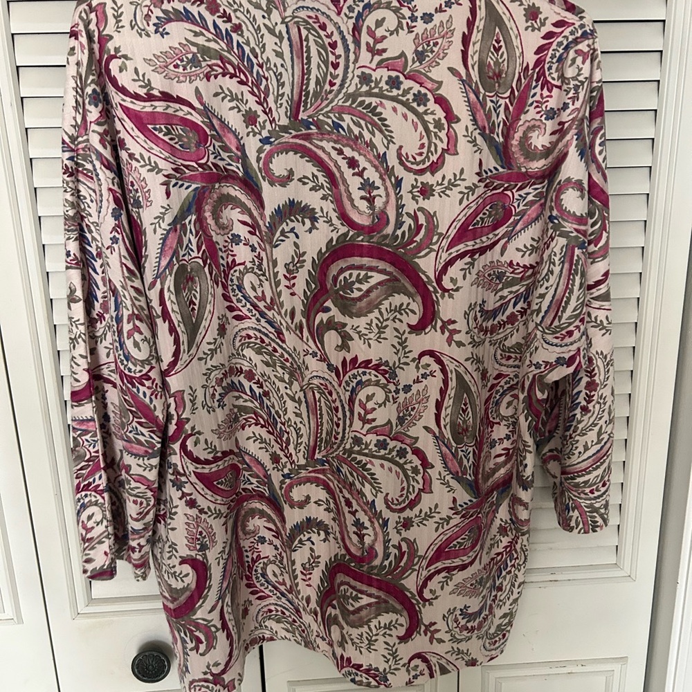 Chico's Multicolor Leaf Print Top 3/4 sleeve